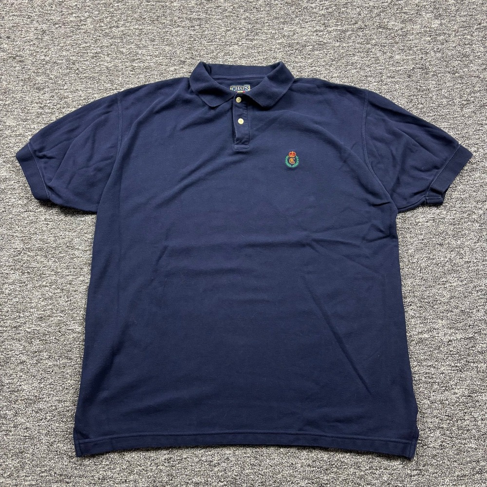 Vintage 90s Chaps‎ Ralph Lauren Polo Short Sleeve Shirt Navy Blue Size XL